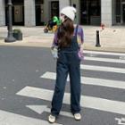 Denim Dungaree Pants / Tie Dye Knit Top