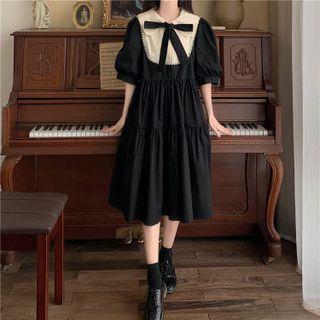Oversized Peter-pan Collar Bow Dress