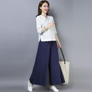 Ethnic Half Sleeve Top + Pants Set