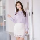 Scallop-hem Lace Pencil Miniskirt