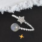 925 Sterling Silver Star & Moonstone Open Ring As Shown In Figure - One Size