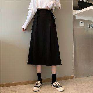 Plain High-waist A-line Pants