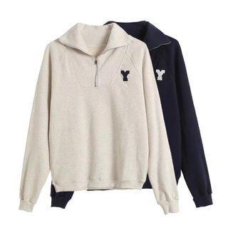 Long Sleeve Collar Lettering Loose-fit Sweatshirt