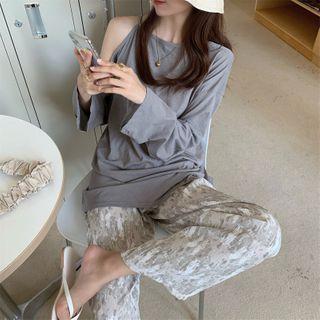 Long-sleeve Cold Shoulder T-shirt / Pants