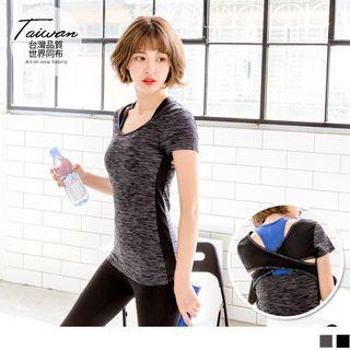Colourblock Cross Back Workout Tee