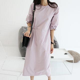 Round-neck Pintuck Long Dress