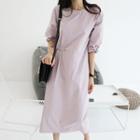 Round-neck Pintuck Long Dress