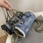 Color Block Denim Crossbody Bag