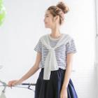 Layered Short-sleeve Striped Top