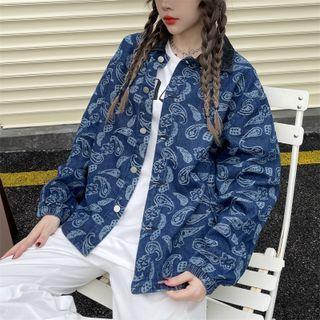 Pattern Loose-fit Denim Jacket