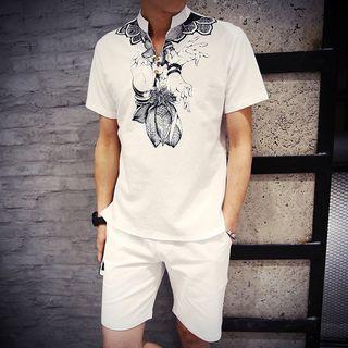 Set: Printed Polo Shirt + Shorts