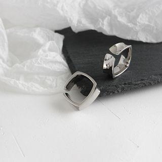 Square Sterling Silver Open Ring Silver - 13