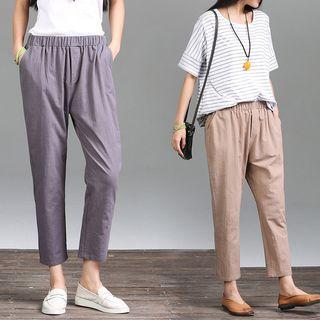Plain Tapered Cropped Pants