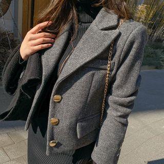 Metal-button Crop Blazer