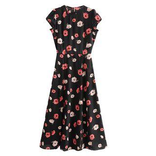 Sleeveless Cutout-back Midi A-line Dress