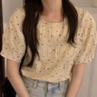 Dotted Short-sleeve Top Almond - One Size