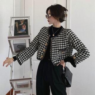 Houndstooth Crop Blazer