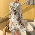 Long-sleeve Floral Print Dress / Midi Dress