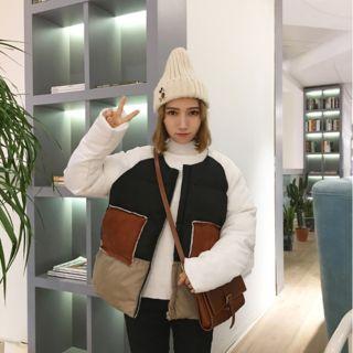 Color Block Zip Puffer Jacket
