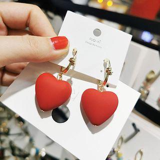 Heart Print Drop Earring 1 Pair - As Shown In Figure - One Size