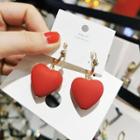 Heart Print Drop Earring 1 Pair - As Shown In Figure - One Size