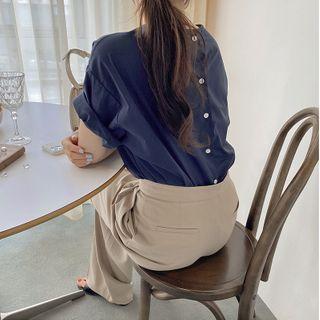 Cuff-sleeve Button-back Blouse