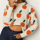 Fruit Jacquard Sweater Off-white & Orange - One Size