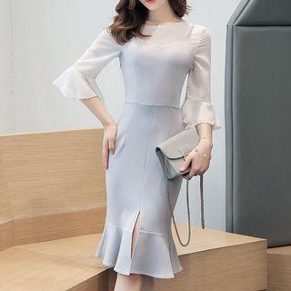 Set: Elbow-sleeve Top + Strappy Sheath Dress