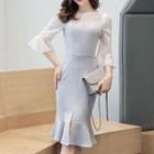 Set: Elbow-sleeve Top + Strappy Sheath Dress