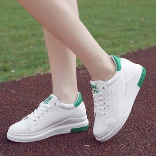 Platform Quilted Lace-up Sneakers