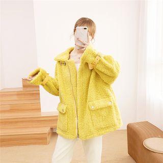 Faux-shearling Stand Collar Zip Jacket