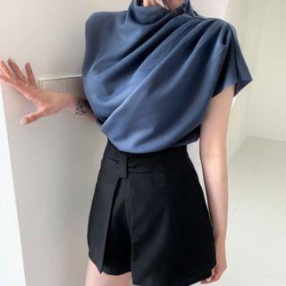 Shirred Top / High Waist Wide Leg Shorts
