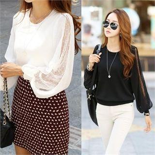 Chiffon-sleeve Pullover