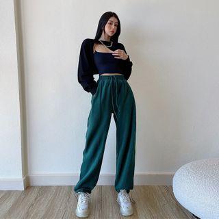 Drawstring-cuff Wide Leg Sweatpants