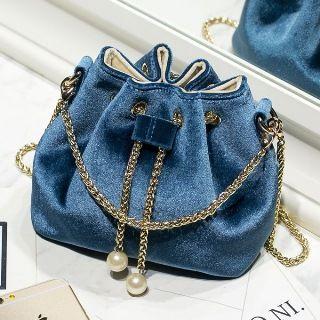 Faux-leather Beaded Bucket Bag