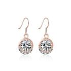925 Sterling Silver Plated Rose Gold Fashion Elegant Round Cubic Zircon Earrings Rose Gold - One Size