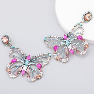Vintage Rhinestone Butterfly Drop Earring