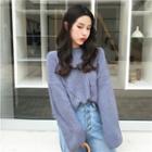 Long-sleeved Crewneck Straight Cutout Knitted Sweater