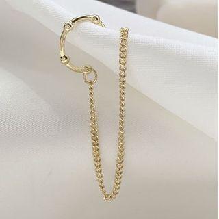 Chain-accent Single Ear Cuff Clip On Earring - One Size