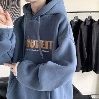 Long Sleeve Mock Two-piece Letter Print Hooded Sweatshirt