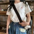 Short-sleeve Embroidered Moon T-shirt