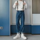 Straight-cut Jeans With Suspenders