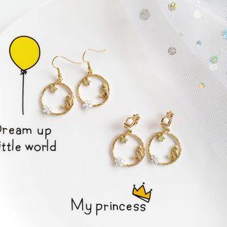 Alloy Flower Hoop Dangle Earring
