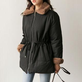 Faux-fur Zip-up Padded Jacket One Size