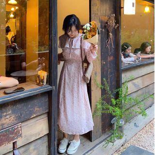 Floral Midi A-line Dress Floral - Pink - One Size