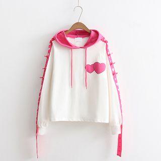 Heart Detail Two-tone Hoodie