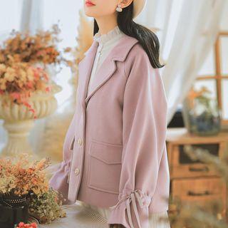 Drawstring Cuff Single-breasted Coat