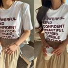 Padded-shoulder Letter T-shirt Red - One Size