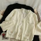 Embossed V-neck Cardigan