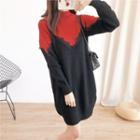 Mock Two-piece Lace-trim Knit Dress
